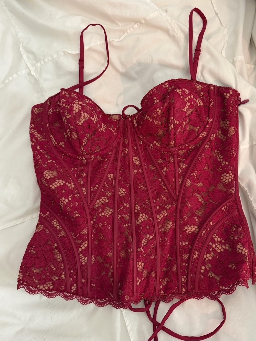 House of CB Rania Burgundy Lace Bustier Top